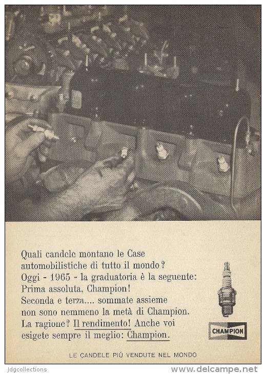 # CHAMPION SPARK PLUG 1950s MOTOR MAINTENANCE Car Italy Advert Pub Reklame Bujìas Candele Zundkerze Bougie - Other & Unclassified