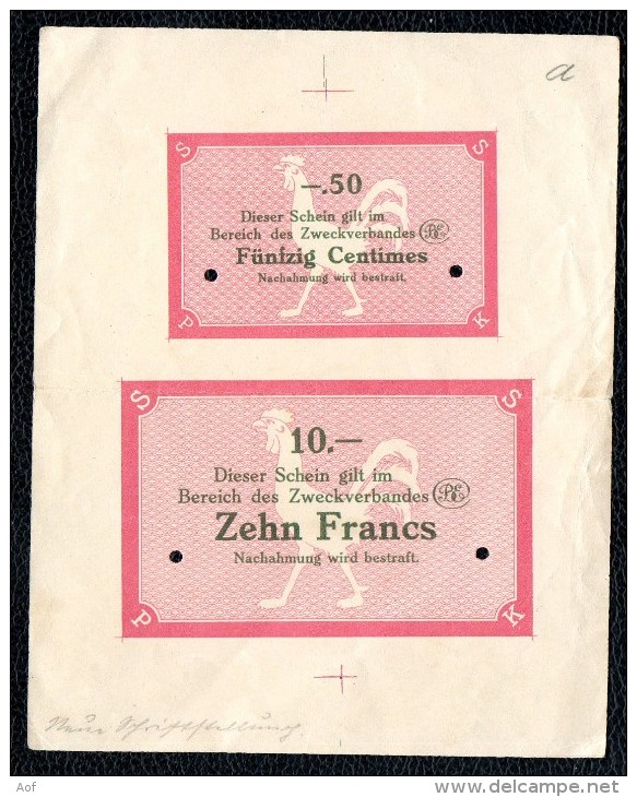 A Identifier -Inédit?  Essai De Necessité Allemand 1914-18 Pour La France, Belgique Ou Sarre ? - Bons & Nécessité