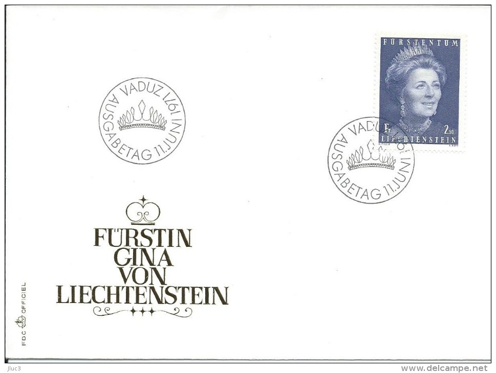 ZLieFDC544 - L' ENVELOPPE  1971  FDC  'PREMIER JOUR'  Entier Postal  N° 544 (Michel)  --  FÜRSTIN GINA VON LIECHTENSTEIN - FDC