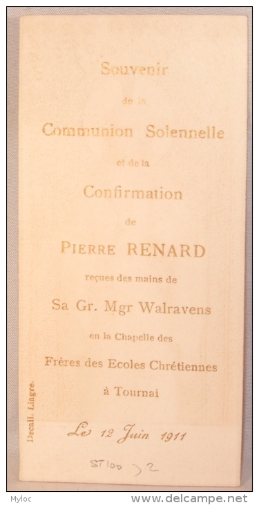 Souvenir De Communion Solennelle. Tournai. Pierre Bernard 11 Juin 1911. - Kommunion Und Konfirmazion