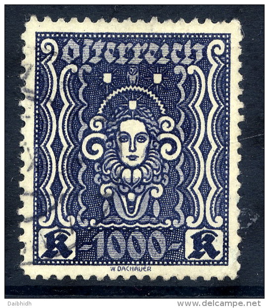 AUSTRIA 1922-24 Definitive 1000 Kr.  Perforated 11½, Used. - Gebruikt