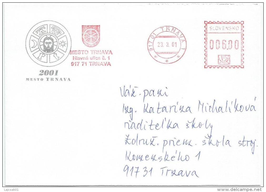 Slovakia 2001. Cover TRNAVA Postmark City Of Trnava - Lettres & Documents