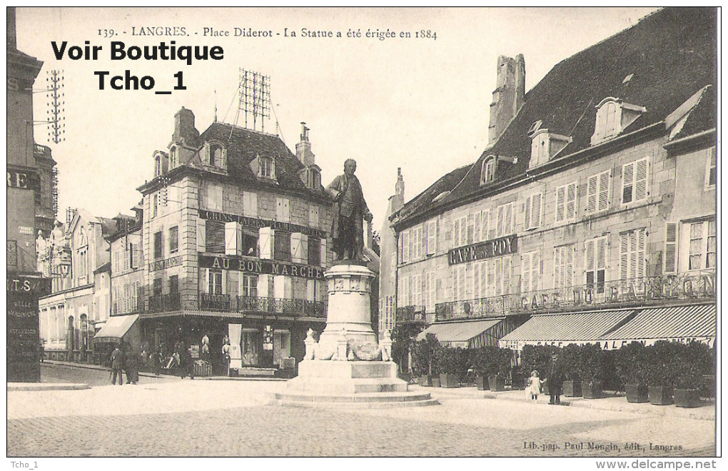 LANGRES PLACE DIDEROT STATUE ERIGEE EN 1884 - Langres