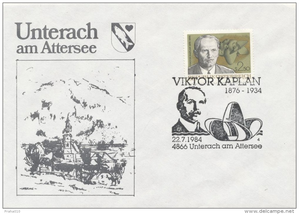 I2714 - Austria (1984) 4866 Unterach Am Attersee: Viktor Kaplan (1876-1934) Austrian Engineer And The Inventor - Water