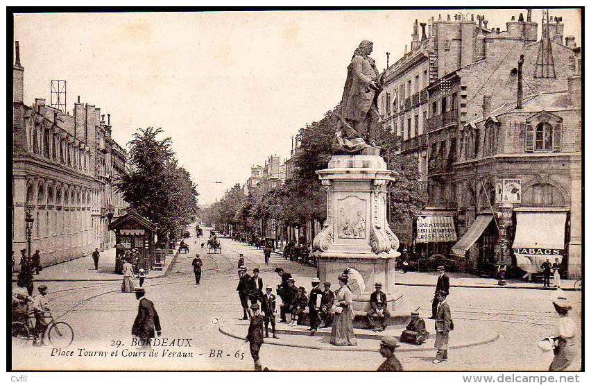 BORDEAUX Ca 1910 Place Tourny Et Cours De Verdun. Carte Edit. Bloc Frères # 29 - Bordeaux