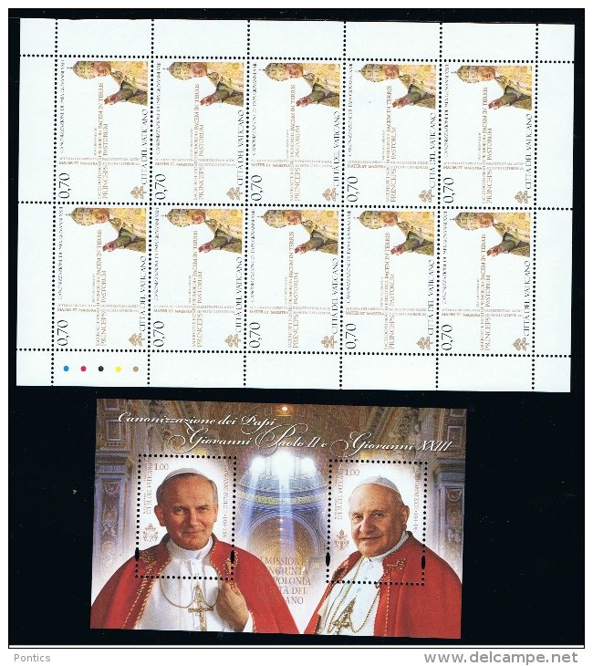 2014 - VATICAN - VATICANO - VATIKAN - D41A - MNH FULL SHEET  12 STAMPS  ** - Unused Stamps