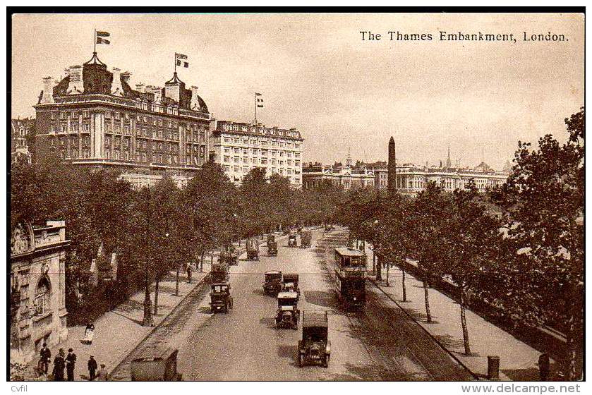 LONDON Ca 1910 The Thames Embankment. Postal Card. Woodbury Series - River Thames