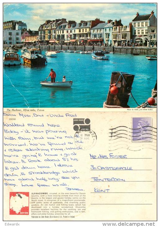 Harbour, Ilfracombe, Devon, England Postcard Posted 1982 Stamp John Hinde #1 - Ilfracombe