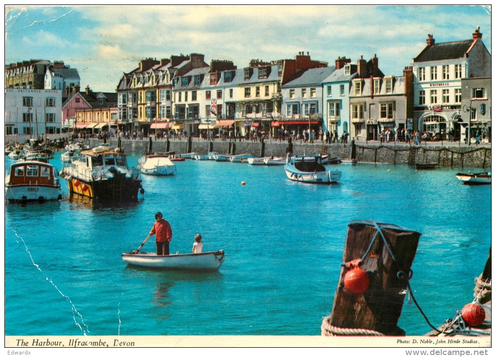 Harbour, Ilfracombe, Devon, England Postcard Posted 1982 Stamp John Hinde #1 - Ilfracombe