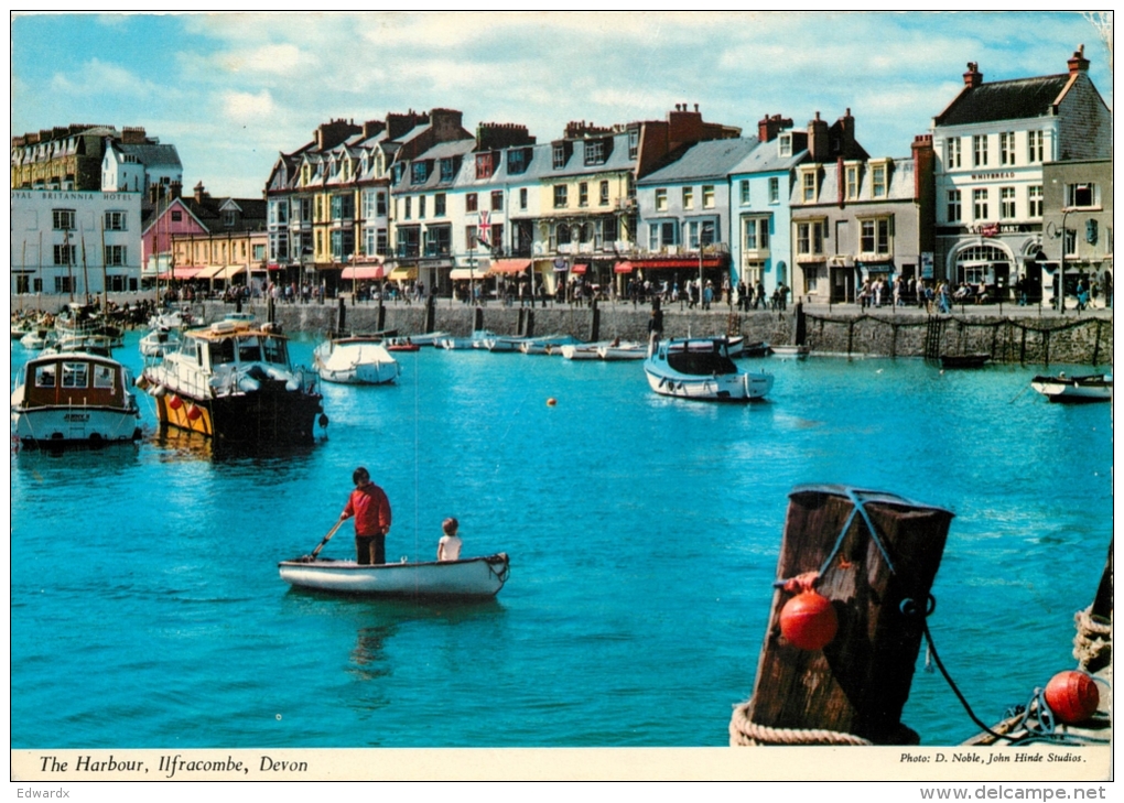 Harbour, Ilfracombe, Devon, England Postcard Posted 1989 Stamp John Hinde #2 - Ilfracombe