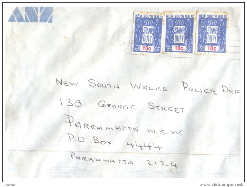 (795) Australia Cover Addresed To NSW Police Dept - Posted With 3 Duty Stamps Of 10 Cent Each (unusual Franking?) - Abarten Und Kuriositäten