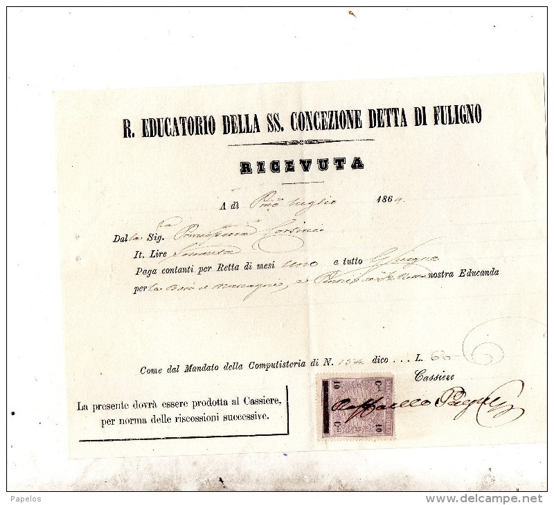 1869 R. EDUCATORIO DELLA SS. CONCEZIONE DETTA   DI FULIGNO - Italia