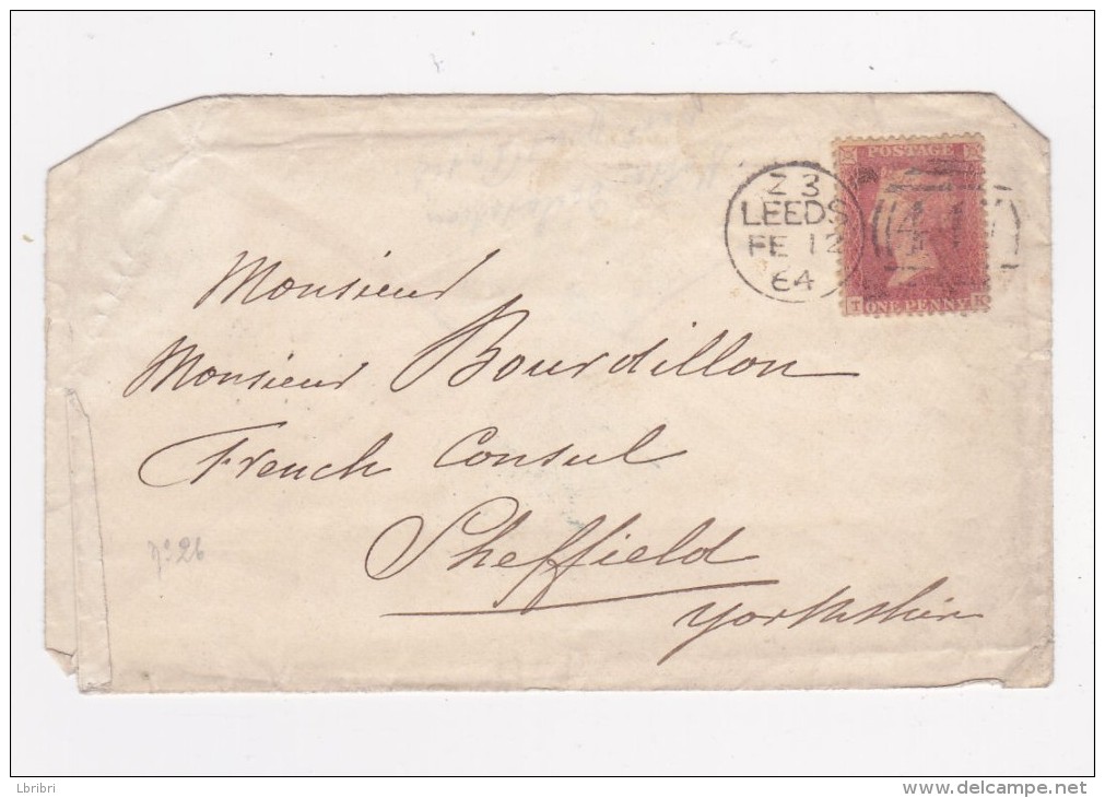 GRANDE BRETAGNE LETTRE AVEC N° 14 AVEC CACHET LEEDS 12 FEVRIER 1864 - Storia Postale