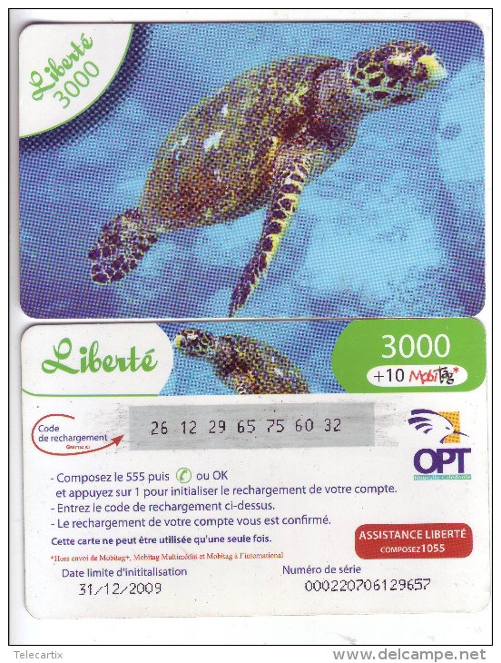 R *carte LIBERTE 1000 "TORTUE " OPT NOUVELLE CALEDONIE Utilisée Et état TTB N°000220706129657 - Neukaledonien