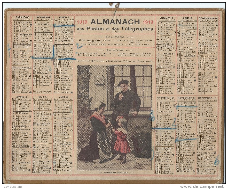 Format 21 X 26,7 Cm/ Almanach Des P Et T/La Toilette Du Dimanche /Eure/ 1919    CAL142 - Tamaño Grande : 1901-20