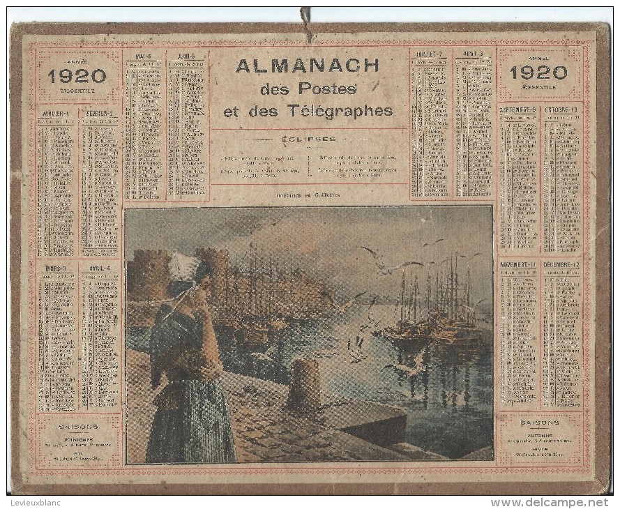 Format 21 X 26,7 Cm/ Almanach Des P Et T/Goëlands Et Goëlettes /Eure/ 1920    CAL143 - Groot Formaat: 1901-20