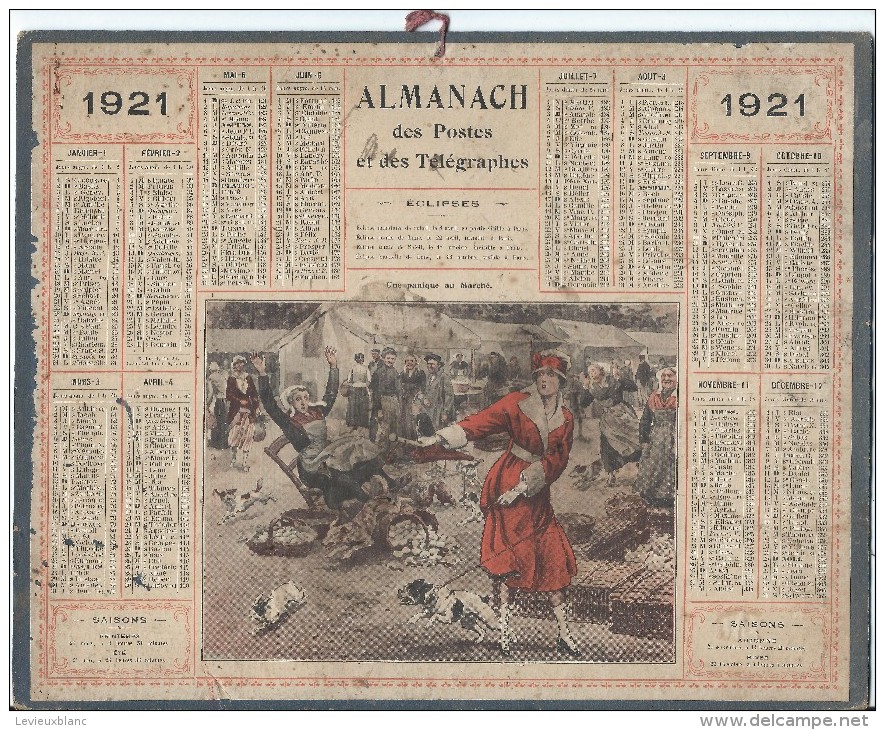 Format 21 X 26,7 Cm/ Almanach Des P Et T/Une Panique Au Marché  /Eure/ 1921    CAL145 - Grand Format : 1921-40