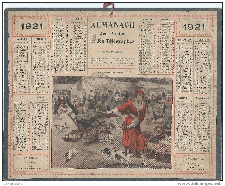 Format 21 X 26,7 Cm/ Almanach Des P Et T/Une Panique Au Marché  /Eure/ 1921    CAL145 - Formato Grande : 1921-40