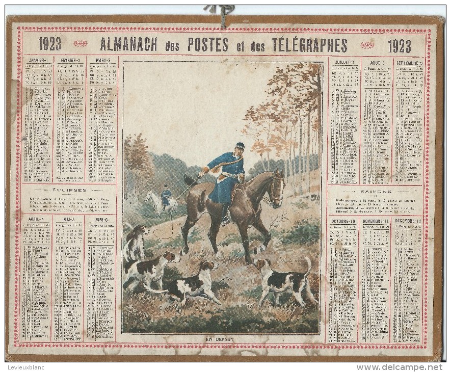 Format 21 X 26,7 Cm/ Almanach Des P Et T/Chasse à Courre / En Défaut /Eure/ 1923    CAL146 - Grossformat : 1921-40