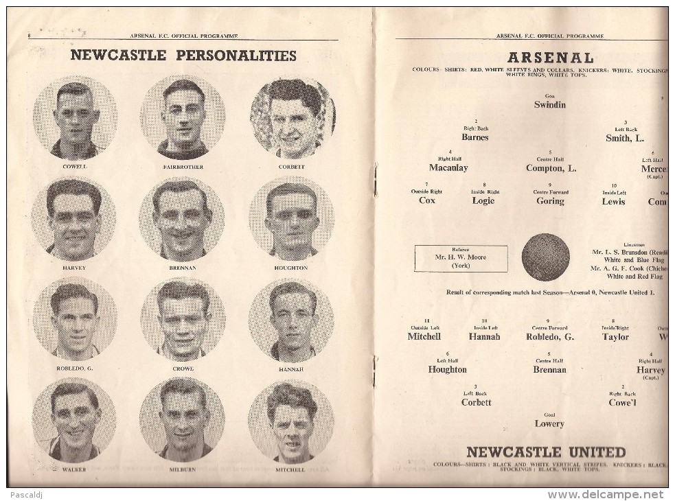 15/4/1950 - ARSENAL F.C. - NEWCASTLE UNITED - Programme Officiel - Photos - Compositions Des équipes - Etc.. - Habillement, Souvenirs & Autres