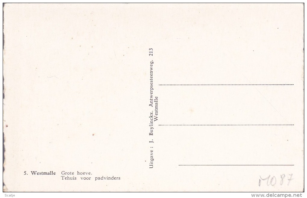 Westmalle   Grote Hoeve,  Tehuis Voor Padvinders;  FOTOKAART - Malle
