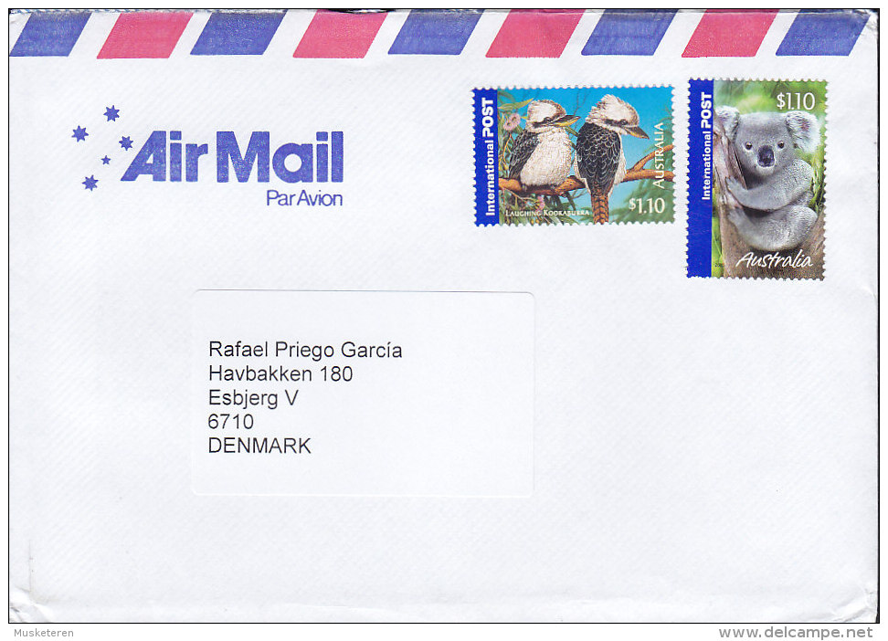 Australia Airmail Par Avion Uncancelled 2003? Cover To ESBJERG V. Denmark Bird Vogel Oiseau & Koala Stamps - Brieven En Documenten