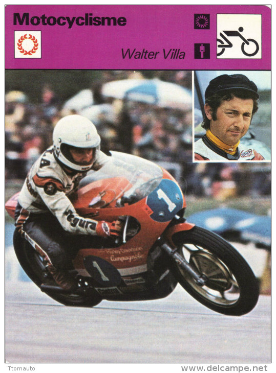 Fiche  -  Motocyclisme  -  Walter Villa Sur Harley-Davidson - Motorfietsen