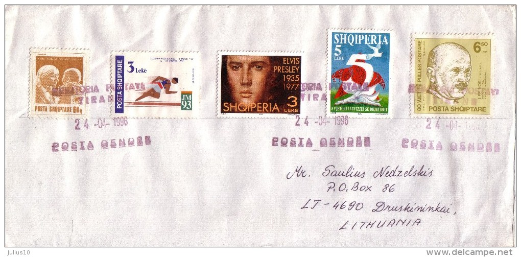 ALBANIA 1996 Circulated Registered Cover To Lithuania Nice Franking #3574 - Albanien