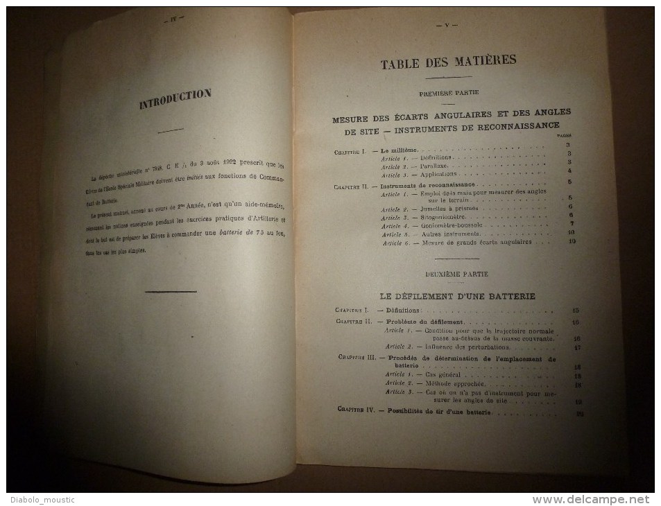 1926  Ecole Spéciale Militaire De SAINT-CYR ...Cours D' ARTILLERIE...Manuel De TIR De 75 - French