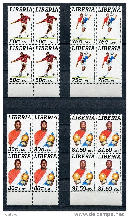 LIBERIA 1995 Mi # 1639 A - 1642 A  SOCCER  BLOCK Of 4 SV 68 EURO MNH - Liberia