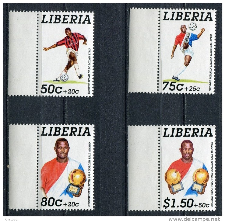 LIBERIA 1995 Mi # 1639 A - 1642 A  SOCCER SV 17 EURO MNH - Liberia