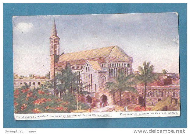 Zanzibar Christ Church Cathedral  UNUSED ART DRAWN OLD POSTCARD MISSIONERY - Tanzania