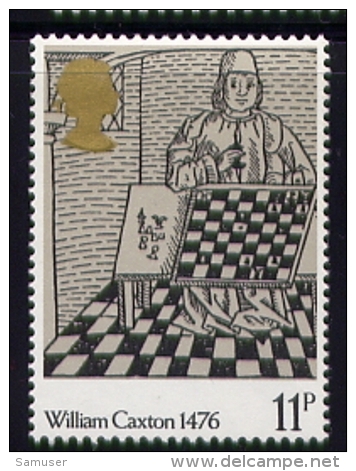 Echecs Caxton Timbre Neuf  Angleterre 1976  Y:805 Cote/value:2€ Chess Stamp MNH  England - Echecs