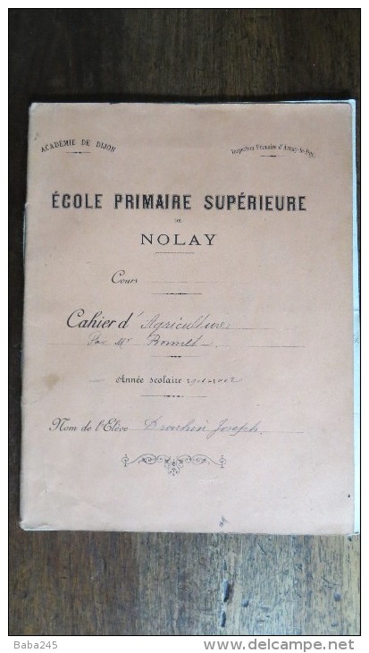 CAHIER ECOLE PRIMAIRE SUPERIEURE NOLAY AGRICULTURE 1901 - Agriculture