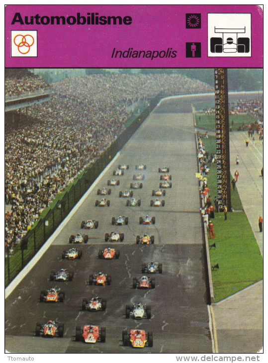 Fiche  -  Automobilisme  -  Le Depart  -  Indianapolis 500 - Voitures