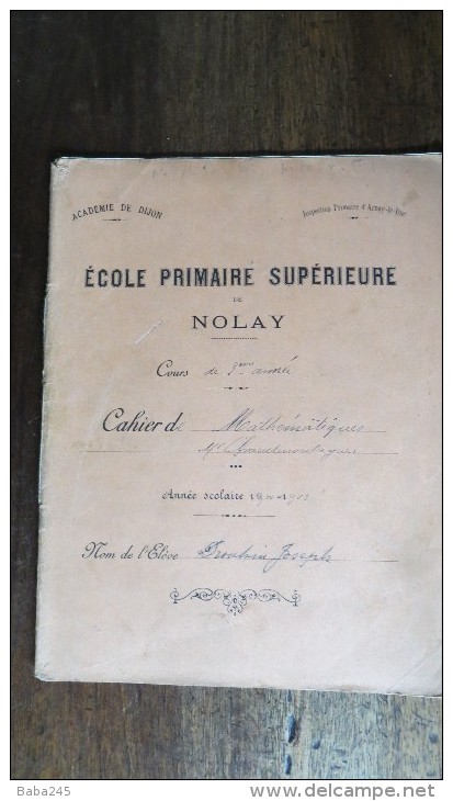 CAHIER ECOLE PRIMAIRE SUPERIEURE NOLAY MATHEMATIQUE 1900/1901 - Agricoltura