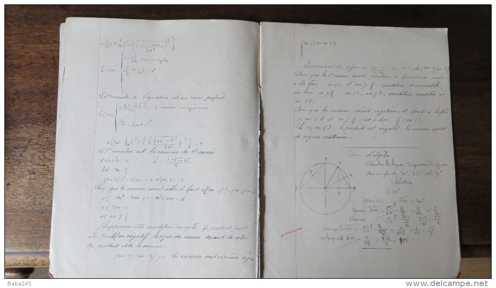 CAHIER ECOLE PRIMAIRE SUPERIEURE NOLAY MATHEMATIQUE 1900/1901 - Agricultura