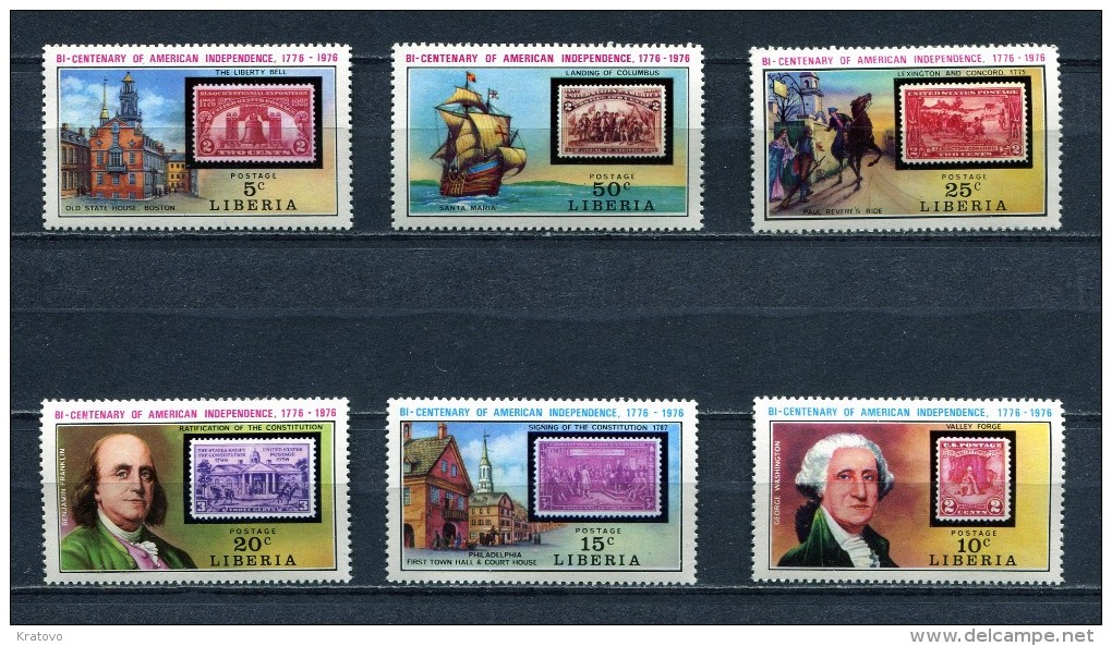 LIBERIA 1975 Mi # 953 - 958 American Revolution Bicentennial  MNH - Liberia