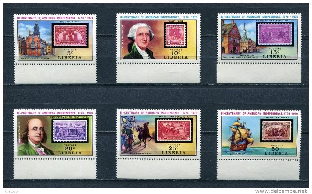 LIBERIA 1975 Mi # 953 - 958 American Revolution Bicentennial  MNH - Liberia