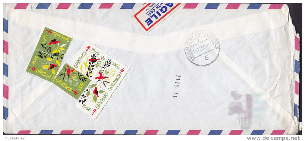 United States Airmail SPECIAL DELIVERY 1966 Cover Lettre FRAGILE, OPEN SCHOOLS TO EPILEPTICS Label Bird Vogel Oiseau (2 - Special Delivery, Registration & Certified