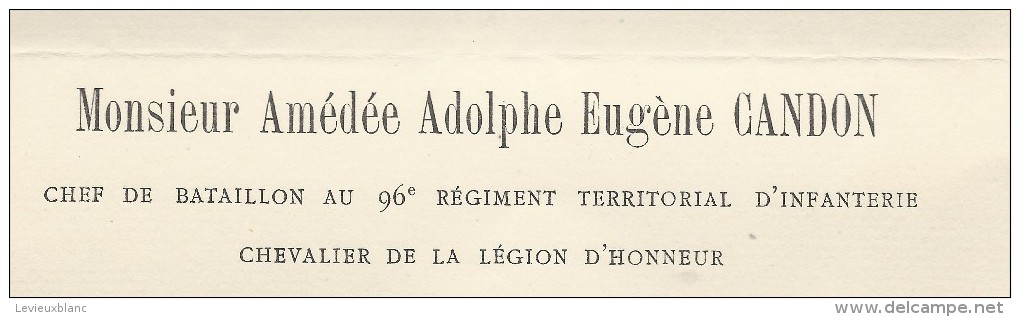 Annonce Décés/ Amédée Adolphe Eugéne CANDON/ Chef De Bataillon 96éme RTI/60ans/Paris/1894  FPD3 - Obituary Notices