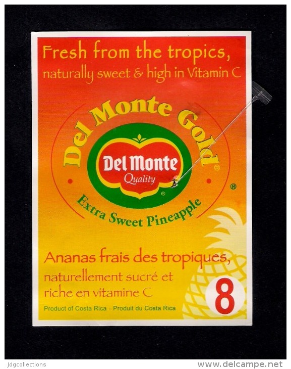 # PINEAPPLE DEL MONTE GOLD CALIBRE 8 Fruit Tag Balise Etiqueta Anhanger Ananas Pina Costa Rica - Fruits & Vegetables