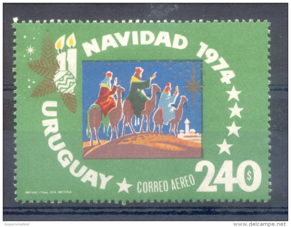 URUGUAY -  NAVIDAD NOEL CHRISTMAS 1974 - YVERT NR. AEREO 393 MNH TBE DIBUJANTE MEDINA IMPRENTA NACIONAL - Uruguay