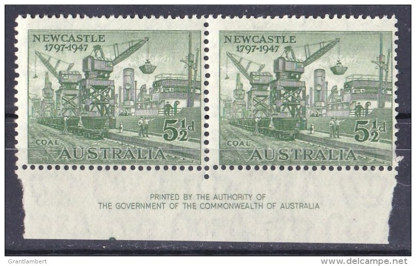 Australia 1947 Newcastle 51/2d Imprint Pair MNH - Nuevos