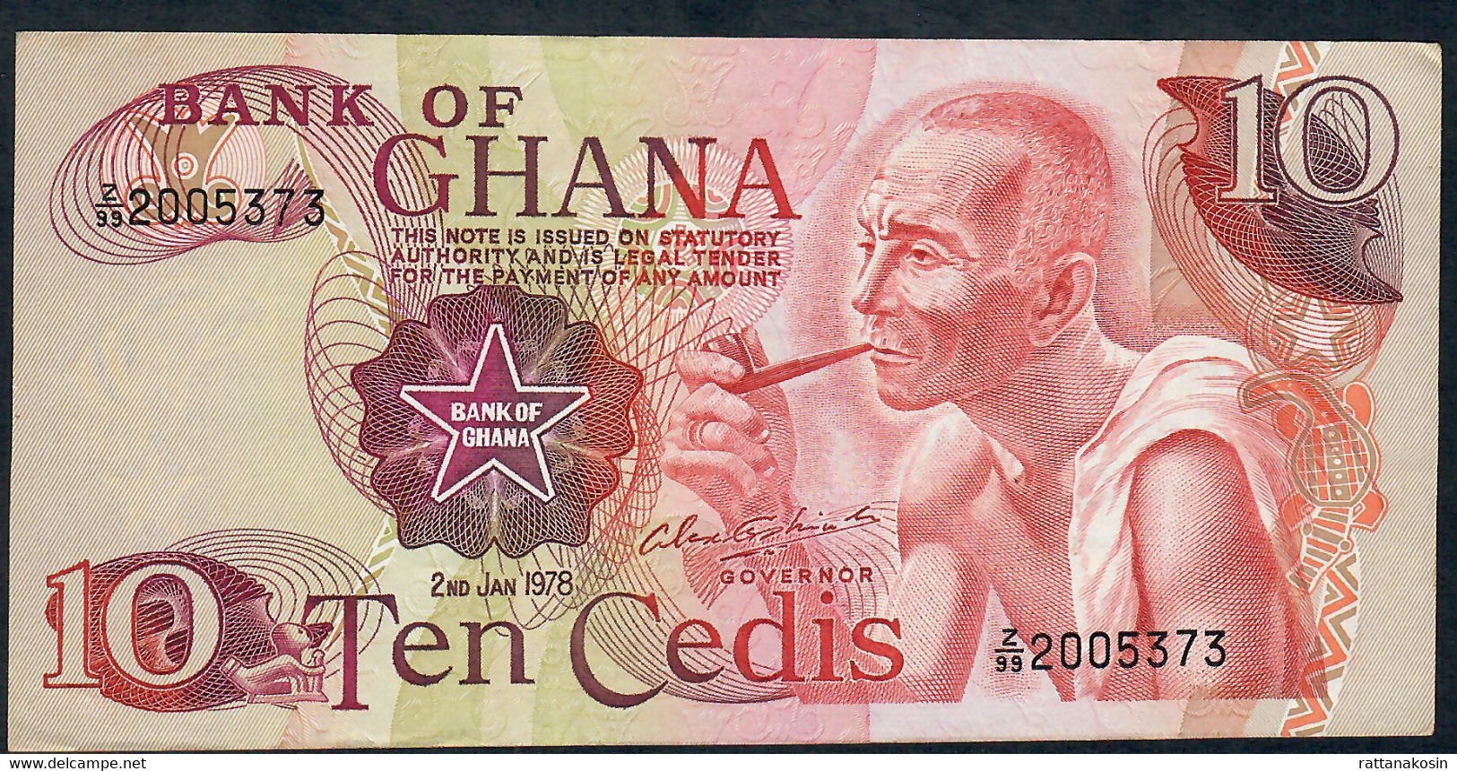 GHANA  P16f   10  CEDIS   1978  #Z/99    AUNC. - Ghana