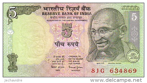 INDE  5 Rupees  Non Daté (2002)   Pick 88A B  Signature 88  Lettre L   ***** BILLET  NEUF ***** - Indien