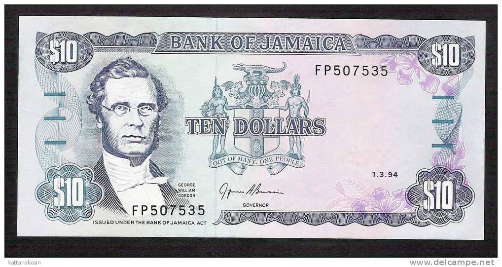 JAMAIQUE JAMAICA  P71e  10  DOLLARS   1994    UNC. - Jamaica