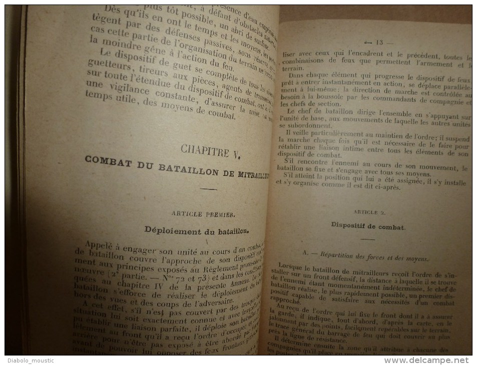 1924 Notice Sur Les BATAILLONS MITRAILLEURS........Manoeuvre D'Infanterie - Französisch