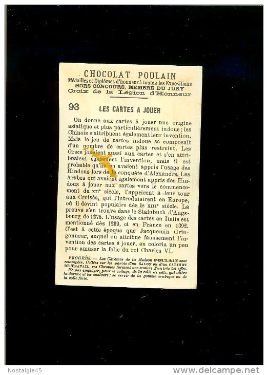 Fin XIXème - Chromo Embossé/Progrès > Les Inventions :. 93. Les Cartes à Jouer - 2 Scans - Poulain