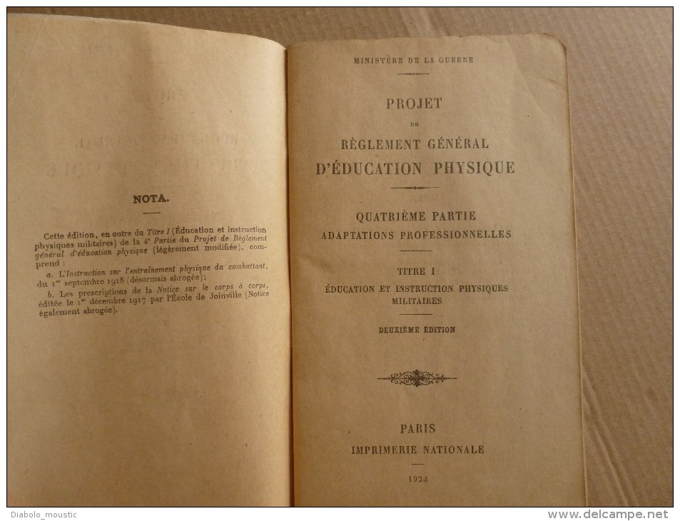 1923  Adaptations...Règlement Général D' EDUCATION PHYSIQUE MILITAIRE...avec Illustrations - Français